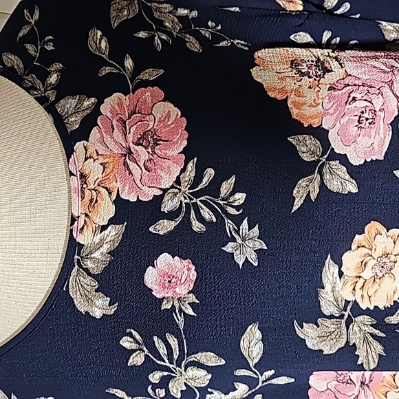 PROFILE ,women's blouse. Navy blue with floral design. Fairycore. Ruffle… - Picture 2 of 6